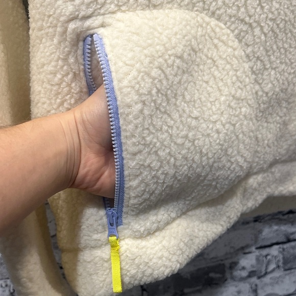 EUC J.Crew Cream Vintage Fleece Polartec Sherpa Half-Zip Sweatshirt Size Medium - Picture 7 of 16